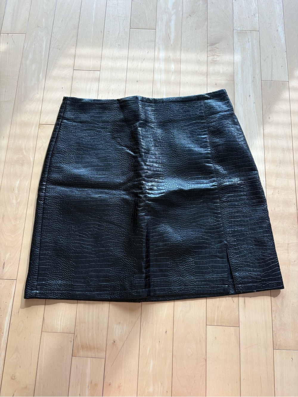 Topshop Black Faux-Croc Mini Skirt